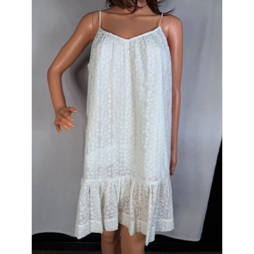 EUC Madewell embroidered flower spaghetti straps creamy white sundress Size L